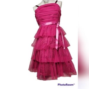 Homecoming Princess Faith Hot Pink Layered Mesh Type Prom Dress sz 12